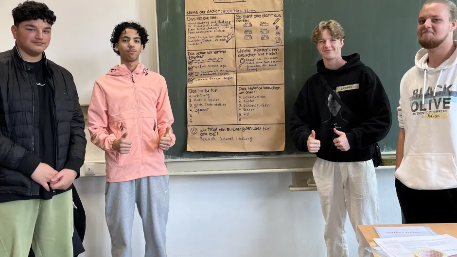 Schüler lernen beim Klimaworkshop, gemeinsam die Zukunft zu gestalten.